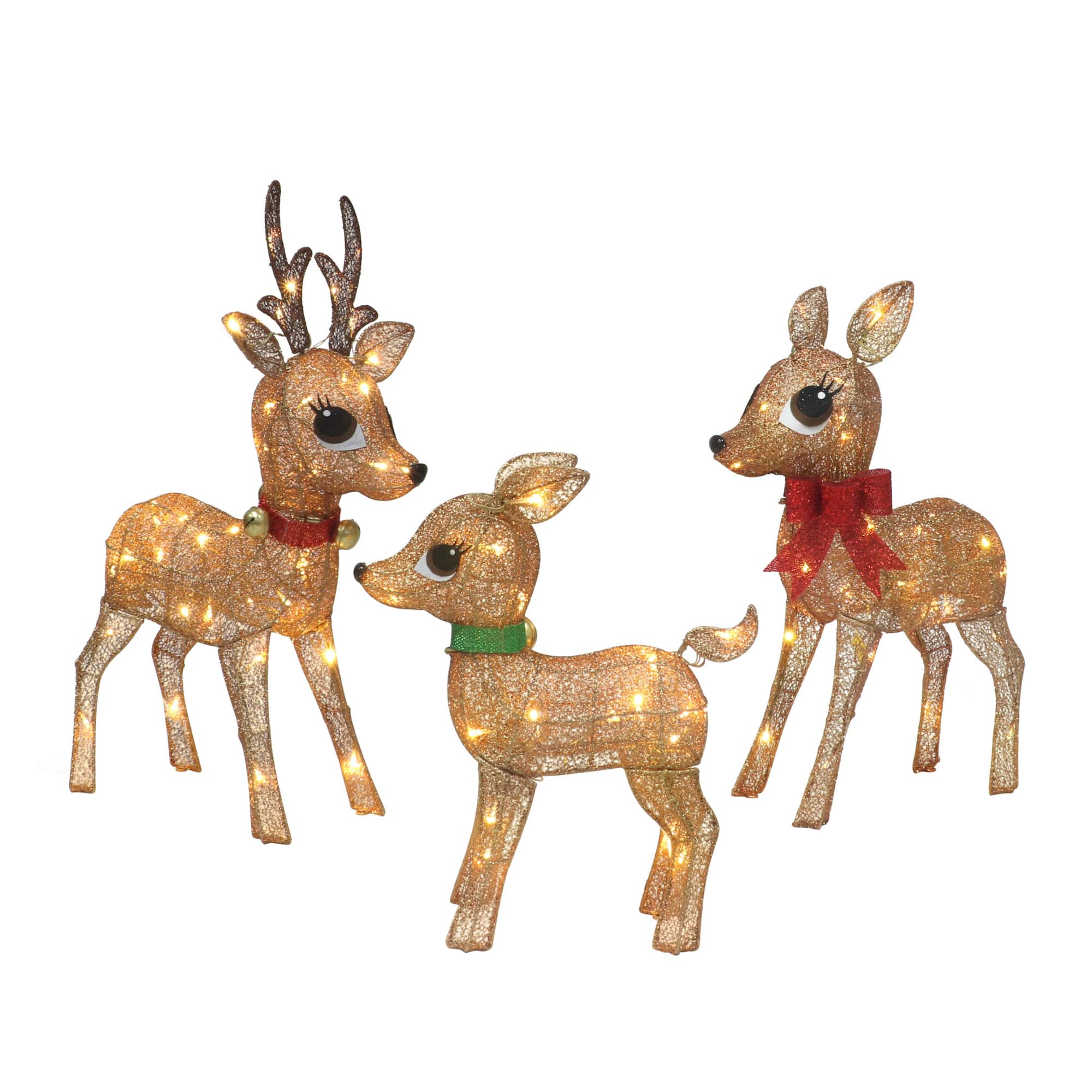 Lighted Outdoor Wire Frame Deer Set